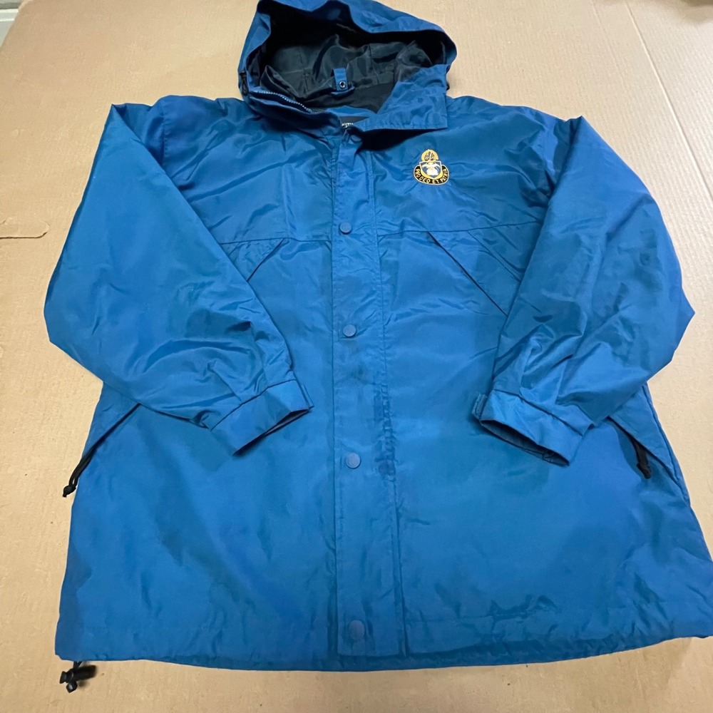 Vintage Port Authority Blue Hooded Windbreaker Jacket Mesh Lined Mens Size M